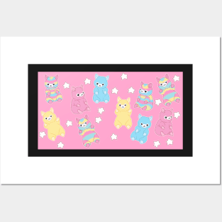 Pastel Plushie Alpacas on Pink Posters and Art